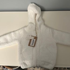 NWT Angel Dear Chenille Hooded Jacket- white 6-12m